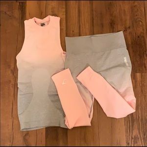 Gymshark Ombré seamless leggings top vest set S XS